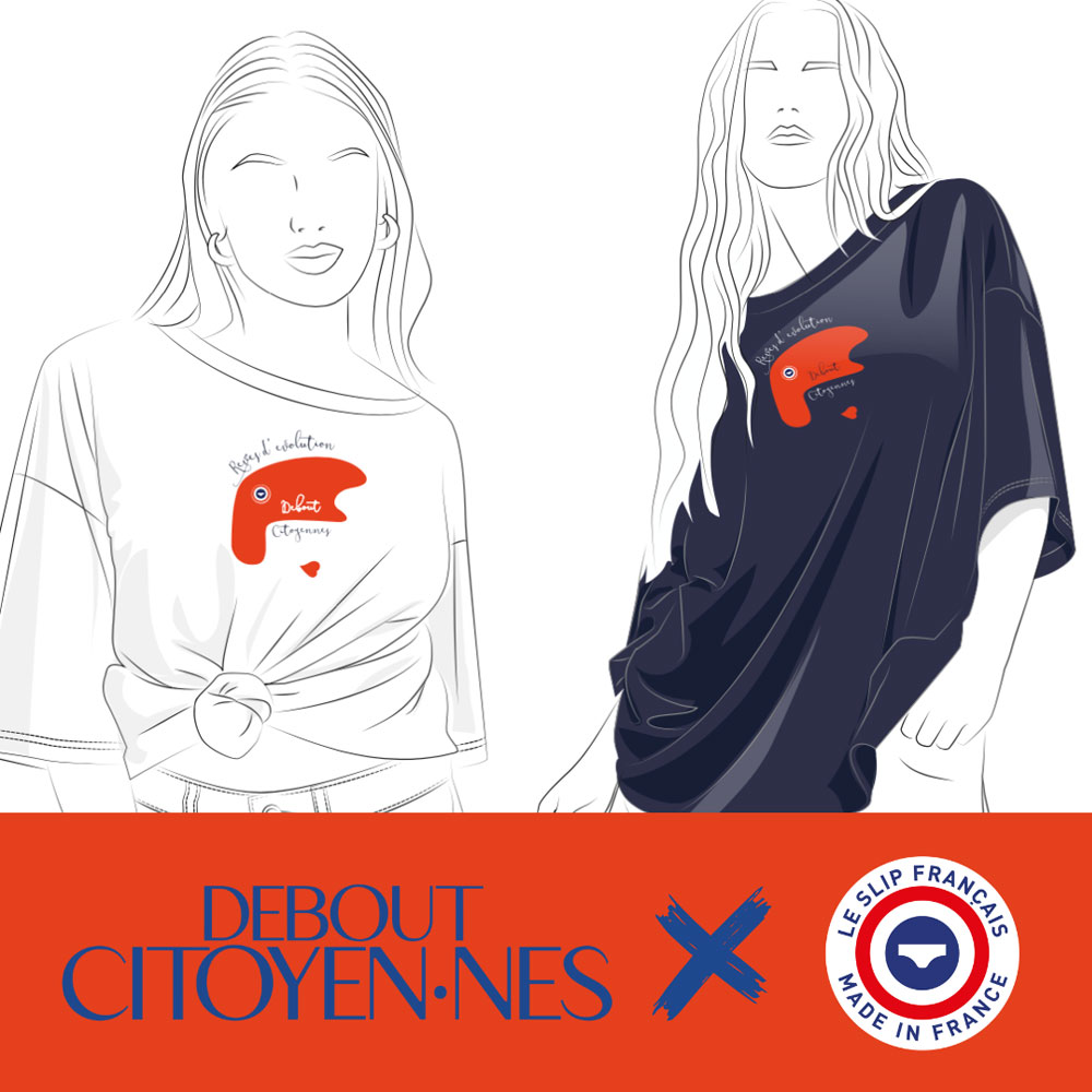 Découvrez le t-shirt en collaboration avec Le slip français et Debout citoyennes 2024